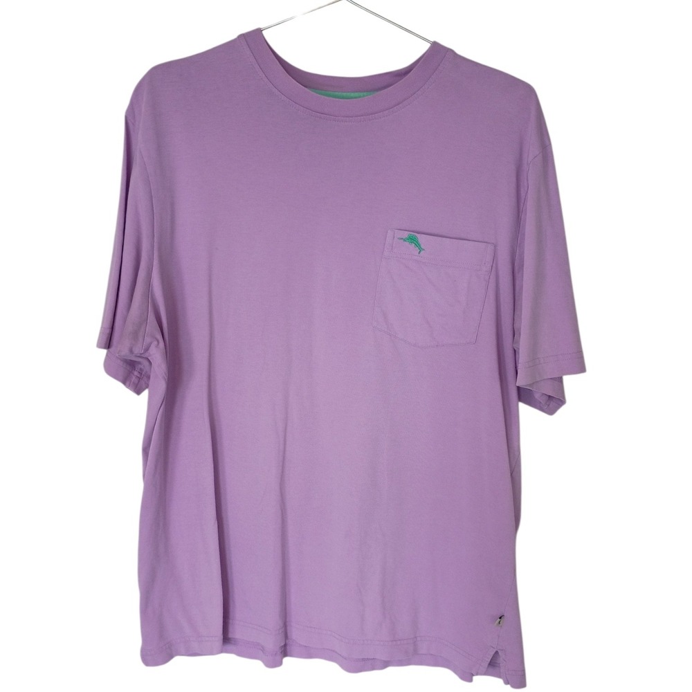 Tommy Bahama Mens Medium Lavender Purple Pocket T-Shirt Marlin Logo Short Sleeve
